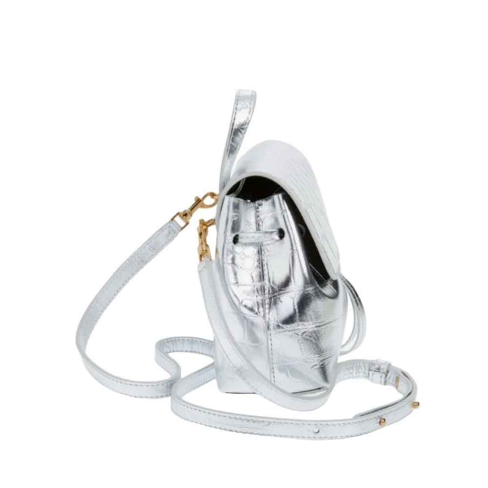 NEW Mansur Gavriel Mini Soft Lady Metallic Bag Croc Embossed Leather Silver Gold - Picture 9 of 16